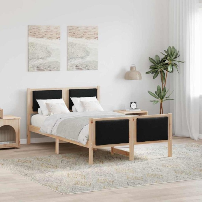 vidaXL Cadru de pat cu headboard Negru 120 x 200 cm țesătură 878331