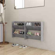 vidaXL Pantofare de perete, 2 buc., gri beton, 60x18x60 cm, PAL