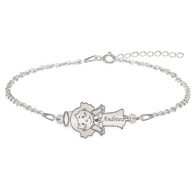 Little Angel - Bratara personalizata fetita ingeras din argint 925 foto