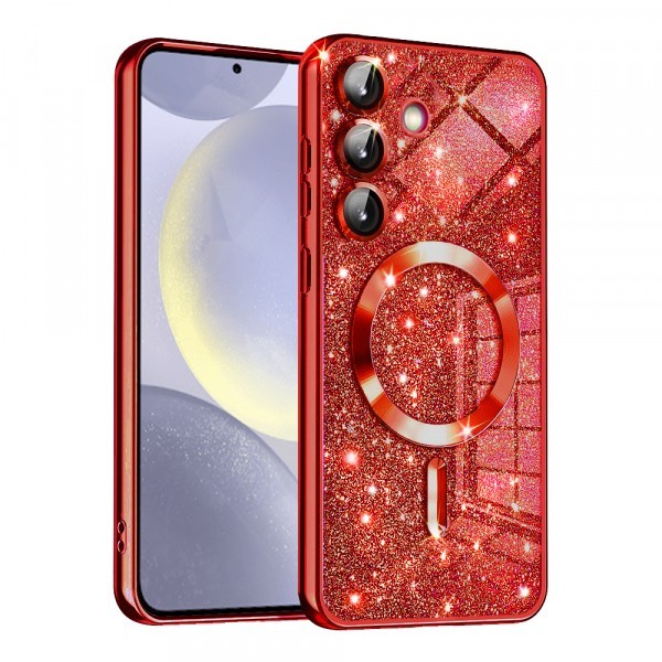 Husa MagSafe pentru Samsung Galaxy S24+ S926, Techsuit, Luxury Glitter, Rosie