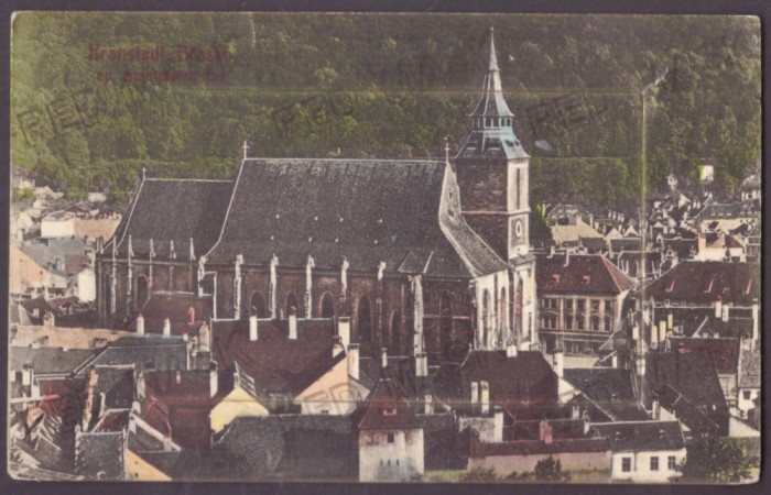 1525 - BRASOV, Black Church, Leporello - old PC + 10 mini photocards - used 1913