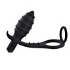 Vibrator Prostata Leso Double Ring Silicon Negru, 10 Vibratii, Stimulare Perineu, Inel Erectie, 8cm