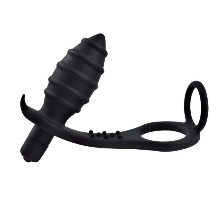 Vibrator Leso Double Silicone Ring Black