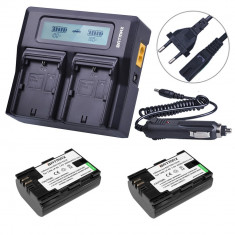 Set 2 acumulatori LP-E6 2000mAh + incarcator dublu FAST Canon 5D 6D 7D 60D 70D