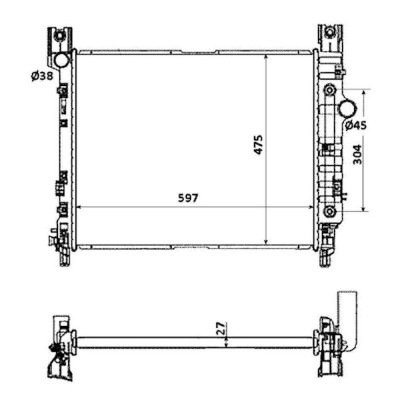 Radiator racire Dodge Dakota, 01.2000-2011, Durango, 01.2000-2003, Motorizare 2, 5; 3, 7 V6; 3, 9 V6, 4, 7 V8; 5, 2 V8; 5, 9 V8 Benzina, tip climatiz foto