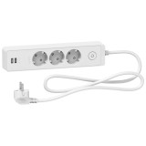 Prelungitor 3x2P+E +intrerupator+2USB cablu 1,5m alb Schneider ST943U1W
