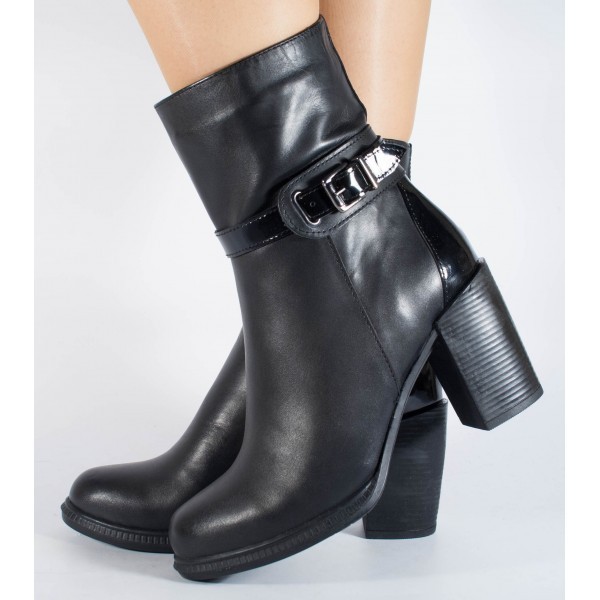Cizmulite negre office piele naturala - 9947