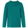 Tricou de copii cu m&acirc;neci lungi, tricot cu nervuri, verde &icirc;nchis, 92, vidaXL