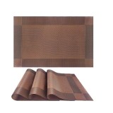 Set 4 naproane lavabile, TopBazar, PVC/Poliester, Termorezistente, Antiderapante, 30x45 cm, Maro