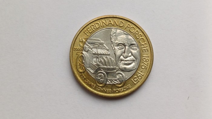 Austria- 50 Schilling 2000-100 de ani - Prima mașină hibridă Lohner-Porsche