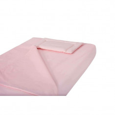 Lenjerie patut bebe, SomnART, cearceaf pat 60x120x10 cu elastic, cearceaf pilota 80x110, perna joasa 20x35, Roz