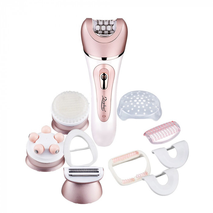 Epilator fără fir ZEPHYR ZP 1811 E, 4&icirc;n1, 4 capete, 6 accesorii, 2 viteze, rezistent la apă, roz/alb - Cod G8219