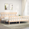 VidaXL Cadru de pat cu tăblie Super King Size, lemn masiv