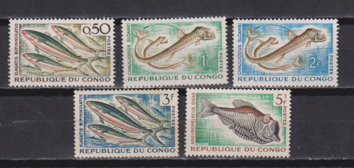 CONGO 1961 FAUNA MARINA MI. 13-17 MNH