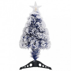 Brad Crăciun artificial cu LED alb&albastru 64 cm fibră optică