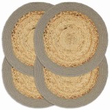 Gossi naproane, 4 buc., natural si gri, 38 cm, iuta si bumbac