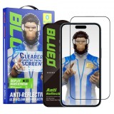 Folie de protectie Ecran Blueo Anti-Reflective HD pentru Apple iPhone 16 / 15, Sticla Securizata, Full Glue, Neagra