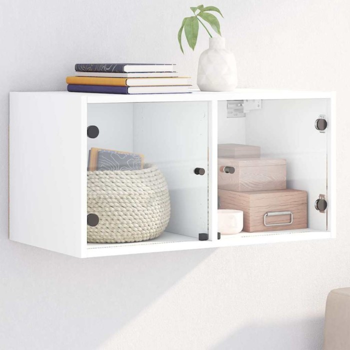 vidaXL Dulap de perete cu uși din sticlă, alb, 68,5x37x35 cm 836497