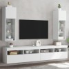 VidaXL Comode TV cu lumini LED, 2 buc., alb, 30,5x30x90 cm