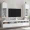vidaXL Comode TV cu lumini LED, 2 buc., alb, 30,5x30x90 cm