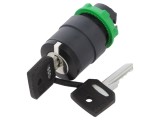 Comutator Rotativ cu Cheie 22mm 3 Poziții Negru