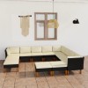 Gossi set mobilier de gradina cu perne, 12 piese, negru, poliratan