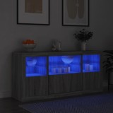 vidaXL Servantă cu lumini LED, gri sonoma, 142,5x37x67 cm 3209070