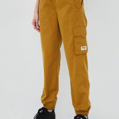 Fila pantaloni de trening femei, culoarea maro, jogger, high waist