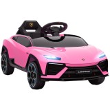 AIYAPLAY Mașină electrică pentru copii +3 ani cu licență Lamborghini Baterie 12V Telecomandă 2,4 G Motor dublu Roz | Aosom Romania