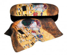 Etui cu textil si protectie ochelari, Klimt Sarutul foto