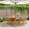 Gossi scaune gradina pliabile 6 buc., textil albastru alb/lemn masiv