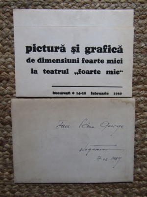 INVITATIE EXPOZITIE CU O ACOARELA ORIGINALA DAN SEGARCEANU + PLIC SEMNATA foto