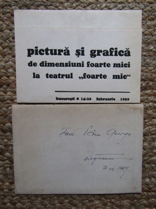 INVITATIE EXPOZITIE CU O ACOARELA ORIGINALA DAN SEGARCEANU + PLIC SEMNATA
