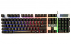 Tastatura Gaming Iluminata Mantis T1, alb-negru, USB, 104 taste foto