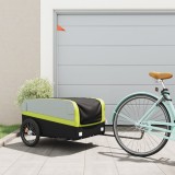 Remorca pentru biciclete, negru si verde, 45 kg, fier GartenMobel Dekor, vidaXL