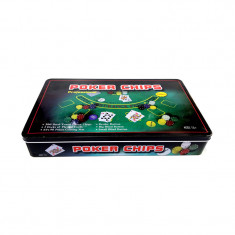 Set Poker, 33.5 x 19.5 x 5 cm, 300 chips, buton small/big blind, buton dealer, carti de joc, Multicolor
