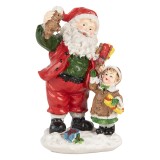 Cumpara ieftin Figurina Mos Craciun si Copilas polirasina multicolora 8x6x13 cm