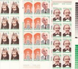 ROMANIA 1976 LP 907 ANIVERSARI I BLOCURI DE 8 TIMBRE MNH, Nestampilat