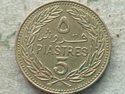 LIBAN-5 PIASTRES 1975 foto