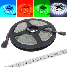 Banda LED 12V, 300 LED-uri multicolor/alb rece, 12lm/led, lungime 5 m, IP20