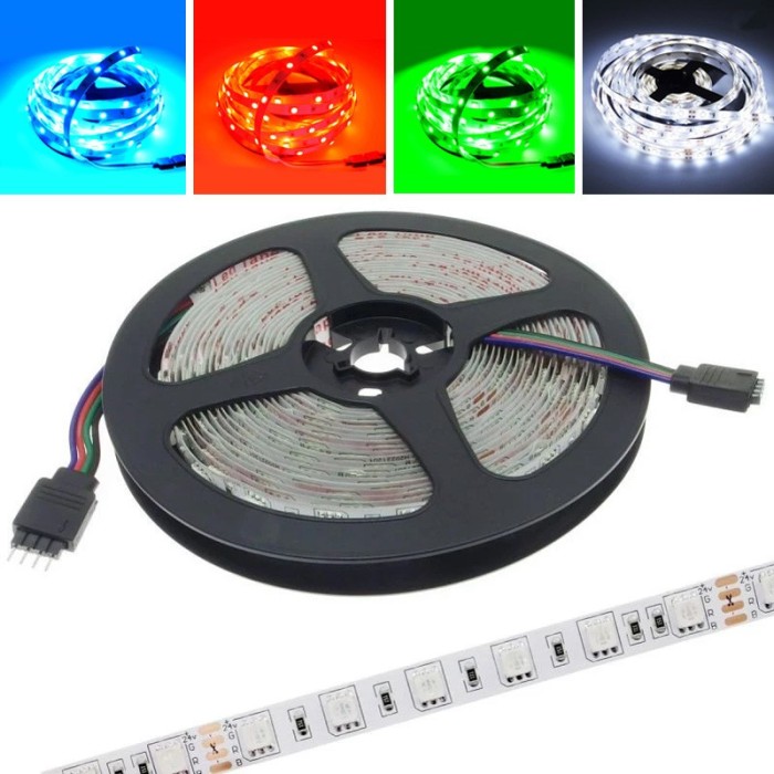 Banda LED 12V, 300 LED-uri multicolor/alb rece, 12lm/led, lungime 5 m, IP20