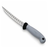 Cumpara ieftin Cuțit pentru filetat DEPOX&reg;, lamă curbată din oțel inoxidabil cu alveole, m&acirc;ner ergonomic, 29 cm, gri