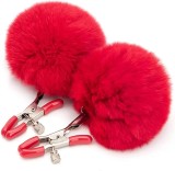 Clame Sfarcuri cu Pompon Sweet Pain, Argintiu/Rosu, Guilty Toys