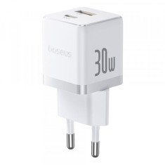 Incarcator Retea Baseus Palm, 30W, 3A, 1 x USB-A - 1 x USB-C, Alb P1011160A213-00