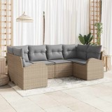 vidaXL Set de canapele pentru grădină 6 pcs Bej Rattan poli