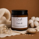 Cașmir alb lum&acirc;nare parfumată din ceară naturală de soia &icirc;n sticlă ambră