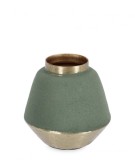 Cumpara ieftin Vaza flori metal auriu verde Saad 8x8 cm