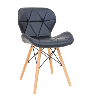 Scaun Eliza - cadru lemn - imitatie piele negru foto