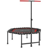 Trambulina elastica SPORTNOW pentru adulti &Oslash;114 cm, cu maner reglabil, 36 corzi bungee, rosie