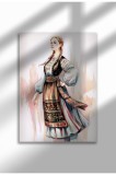 RF-2|Poster Folclor Rom&acirc;nesc, Costume Tradiționale, Imprimeu Digital pe P&acirc;nză, Artă Murală Etnică Vintage | A4 (21 x 29.7 cm) - RF-2